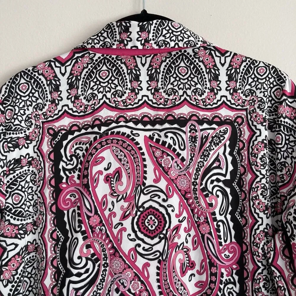 Maison d' Amelie Womens Button Up Geometric Paisley Print Blouse Size Medium - Picture 7 of 10